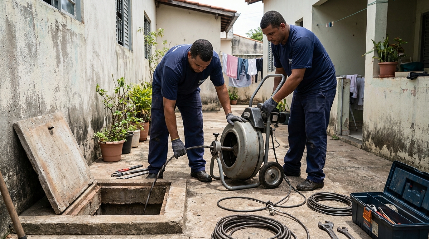 Desentupimento de Coluna Sanitária em Taubaté‑SP